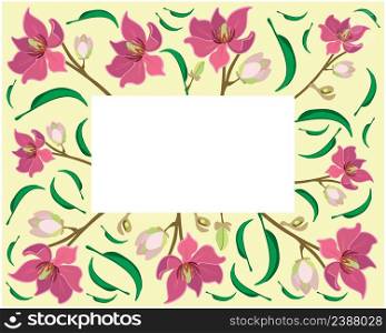 Beautiful Flower, Illustration Frame of Wine Magnolia Flower or Magnolia Figo Flowers with Green Leaves on A Branch.