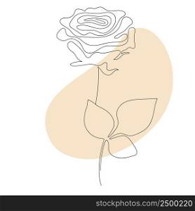 Beautiful flower Rose- Line art . Vector illustration. Continuous line drawing. Abstract minimal flower design for cover, prints, Home decor picture, decor, design, posters
