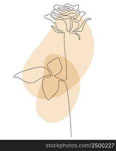 Beautiful flower Rose- Line art . Vector illustration. Continuous line drawing. Abstract minimal flower design for cover, prints, Home decor picture, decor, design, posters