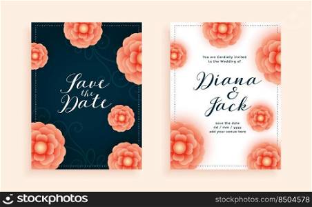 beautiful flowers wedding card design template