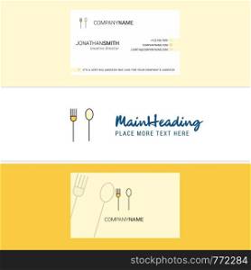 Beautiful Fork and spoon Logo and business card. vertical Design Vector