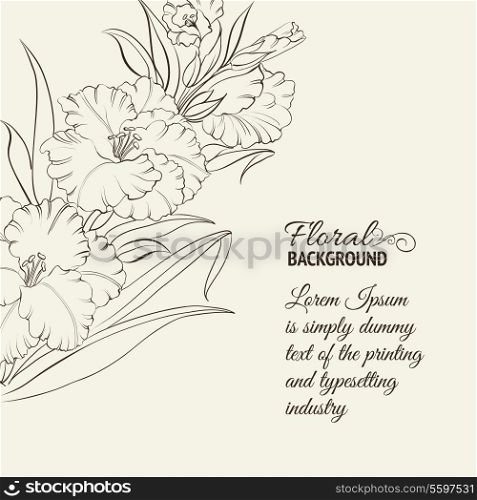 Beautiful fresh iris flowers. Vector illustration.