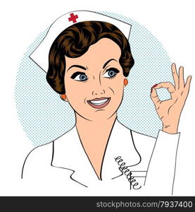 Beautiful friendly and confident nurse smiling , vector illustration