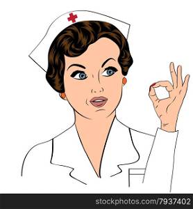Beautiful friendly and confident nurse smiling , vector illustration