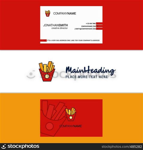 Beautiful Fries Logo and business card. vertical Design Vector
