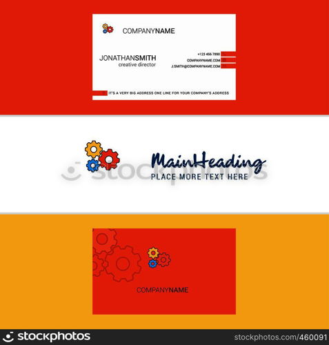 Beautiful Gear setting Logo and business card. vertical Design Vector