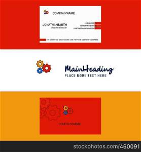 Beautiful Gear setting Logo and business card. vertical Design Vector