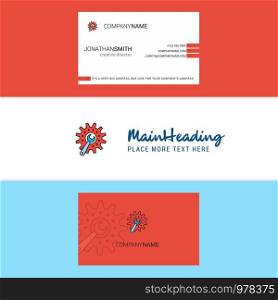 Beautiful Gear setting Logo and business card. vertical Design Vector
