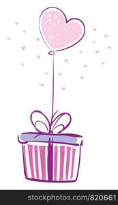 Beautiful gift box with balloon vector or color illustration