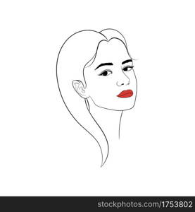 Beautiful girl head illustration in line art style