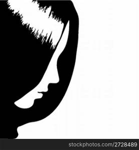 beautiful girl portrait silhouette with shiny hair