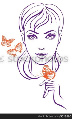 Beautiful girl with butterfly