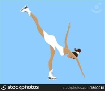 Beautiful girl with ice figure skate shoes isolated icon. Vector illustration.