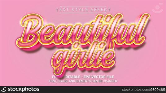 Beautiful Girlie Text Style Effect. Editable Graphic Text Template.