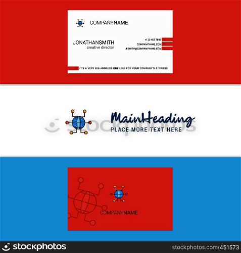Beautiful Global network Logo and business card. vertical Design Vector