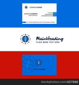 Beautiful Globe Logo and business card. vertical Design Vector