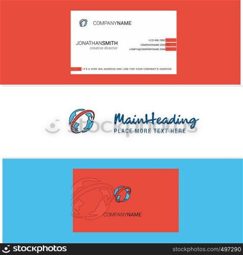 Beautiful Globe Logo and business card. vertical Design Vector