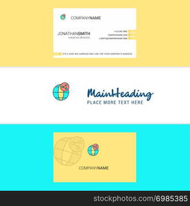 Beautiful Globe Logo and business card. vertical Design Vector