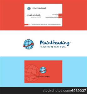 Beautiful Globe Logo and business card. vertical Design Vector