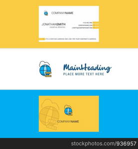 Beautiful Globe Logo and business card. vertical Design Vector