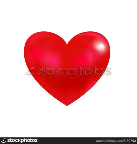 Beautiful glossy red heart isolated on white background, Valentine's Day, wedding, love symbol. Realistic style high quality design element.