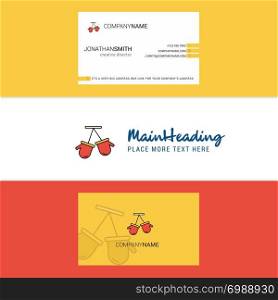 Beautiful Gloves Logo and business card. vertical Design Vector