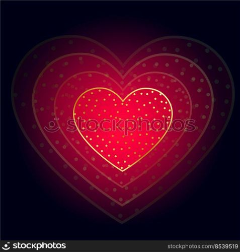 beautiful glowing red heart on dark background