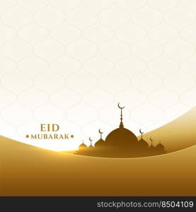 beautiful golden eid mubarak mosque greeting design
