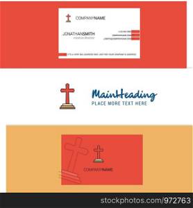 Beautiful Grave Logo and business card. vertical Design Vector