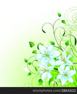 Beautiful green spring background with bunch of Lilly