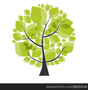 Beautiful Green Tree on a White Background Vector Illustration. EPS10