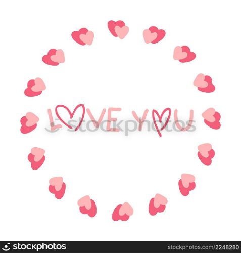 Beautiful greeting card with heart frame for decoration design. Invitation card, banner. Doodle vector illustration.
