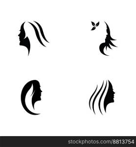 beautiful hairstyles and waves hair icon vector