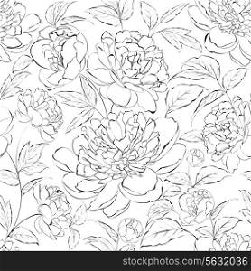 Beautiful hand drawn illustration of peony on a white background.