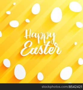 beautiful happy easter yellow background with eggs
