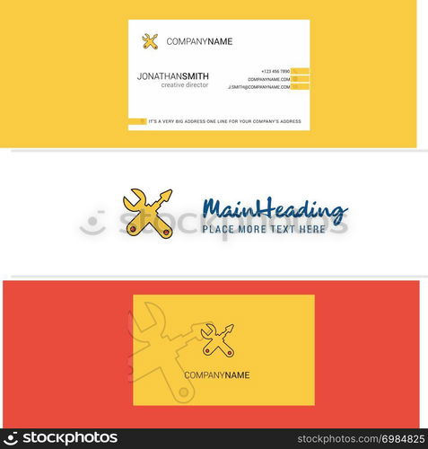 Beautiful Hardware tools Logo and business card. vertical Design Vector