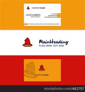 Beautiful Hat Logo and business card. vertical Design Vector