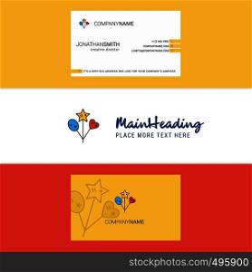 Beautiful Heart and star balloons Logo and business card. vertical Design Vector