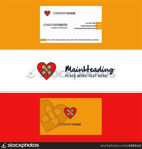 Beautiful Heart Logo and business card. vertical Design Vector