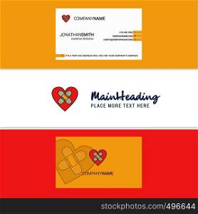 Beautiful Heart Logo and business card. vertical Design Vector