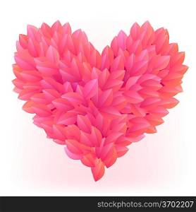 Beautiful heart made from pink petals