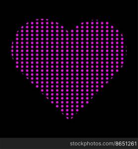 Beautiful heart purple dots black background. Party decoration. Vector illustration. stock image. EPS 10.. Beautiful heart purple dots black background. Party decoration. Vector illustration. stock image. 