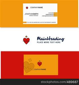 Beautiful Heart rate Logo and business card. vertical Design Vector