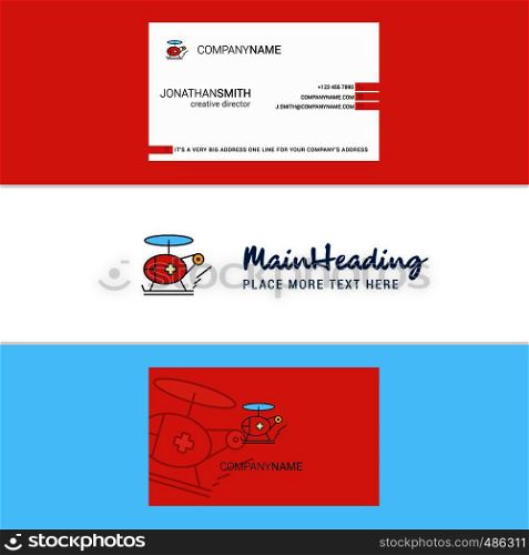 Beautiful Helicopter ambulance Logo and business card. vertical Design Vector