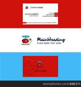Beautiful Helicopter ambulance Logo and business card. vertical Design Vector