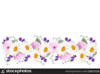 Beautiful holiday flower banner border. Vector.