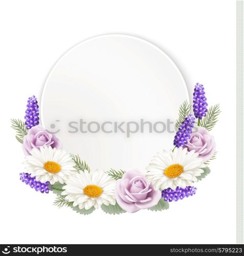 Beautiful Holiday Greeting Card With Flower Decoration. Vector.