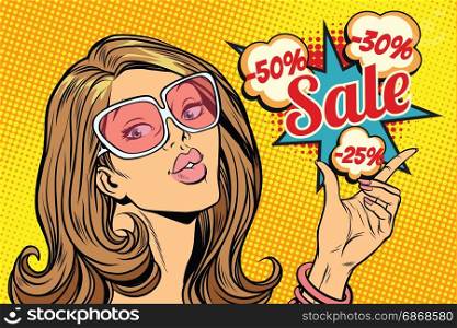 Beautiful hot sale woman. Pop art retro comic book vector illustration. Beautiful hot sale woman