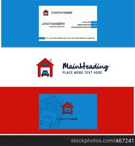 Beautiful House garage Logo and business card. vertical Design Vector