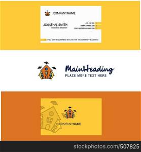 Beautiful Hunted house Logo and business card. vertical Design Vector